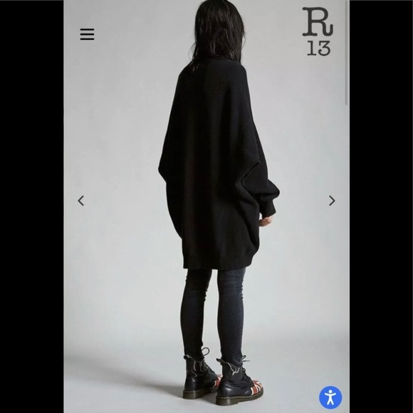 R13 Grunge Sweatshirt Dress - Washed Black. Size XS - Picture 8 of 14